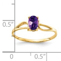 14K Yellow Gold 6x4mm Oval Amethyst Ring view 2