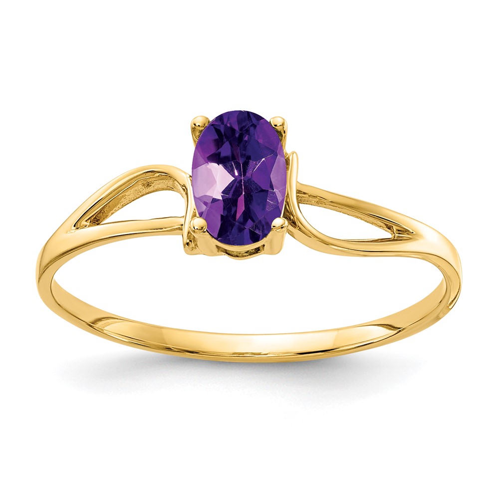 14K Yellow Gold 6x4mm Oval Amethyst Ring