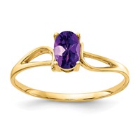 14K Yellow Gold 6x4mm Oval Amethyst Ring view 1