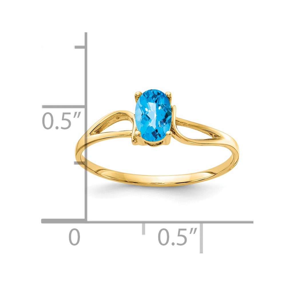 14k 6x4mm Oval Blue Topaz Checker ring (Y4648BC)