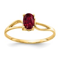 14K Yellow Gold 6x4mm Oval Lab-Created Ruby Ring view 1