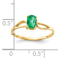 14K Yellow Gold 6x4mm Oval Emerald Ring view 2