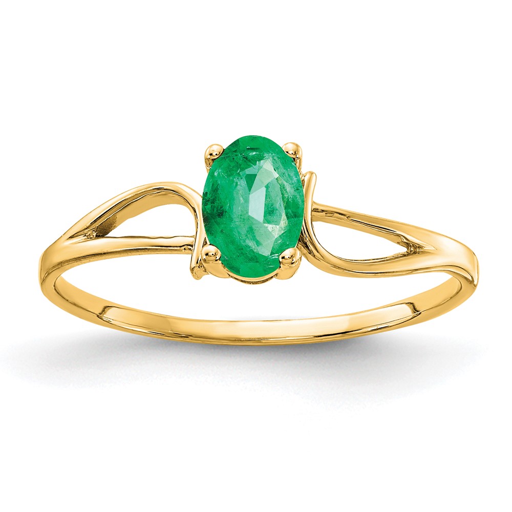 14K Yellow Gold 6x4mm Oval Emerald Ring