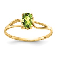 14K Yellow Gold 6x4mm Oval Peridot Ring view 1