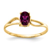 14K Yellow Gold 6x 4mm Oval Rhodolite Garnet Ring view 1