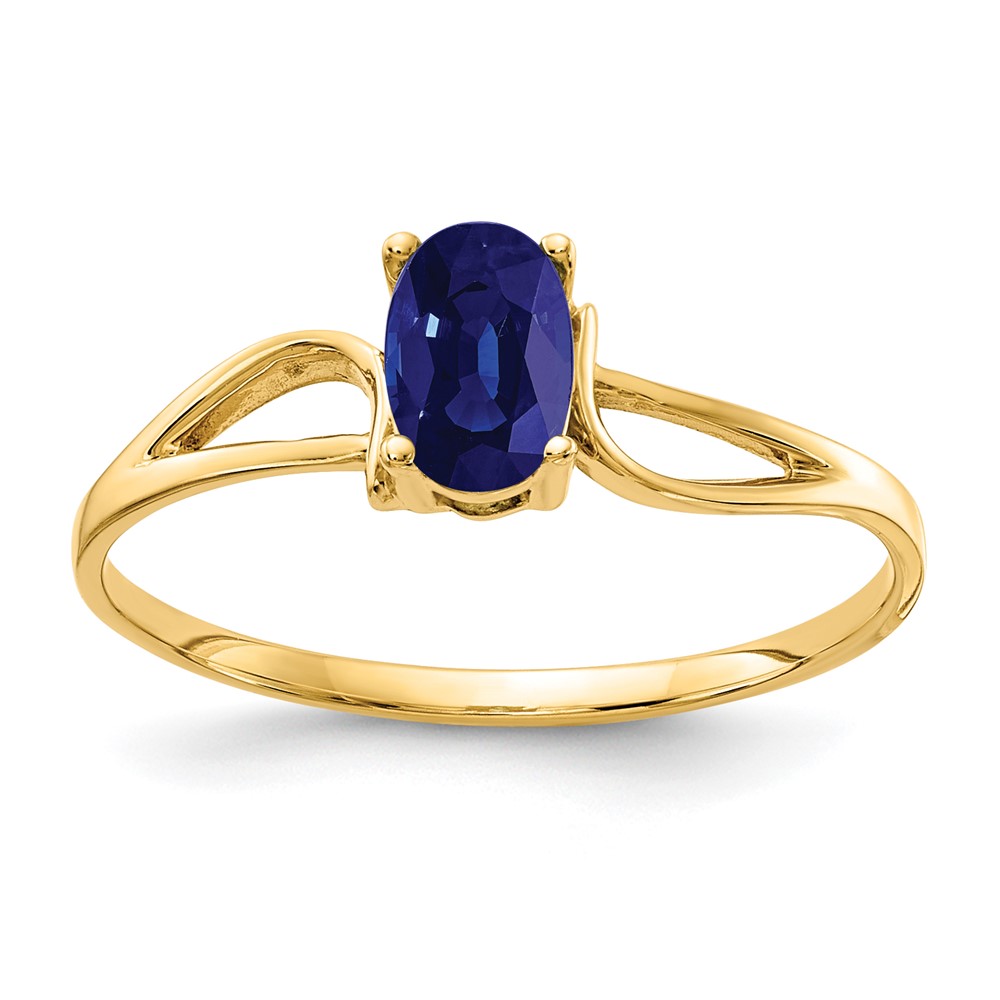 14K Yellow Gold 6x 4mm Oval Blue Sapphire Ring