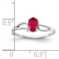 14K White Gold 6x4mm Oval Ruby Ring view 2