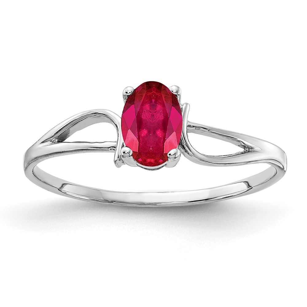 14K White Gold 6x4mm Oval Ruby Ring