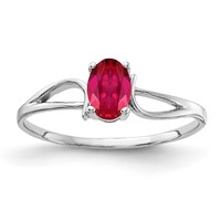 14K White Gold 6x4mm Oval Ruby Ring view 1