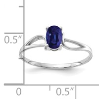14K White Gold 6x 4mm Oval Blue Sapphire Ring view 2