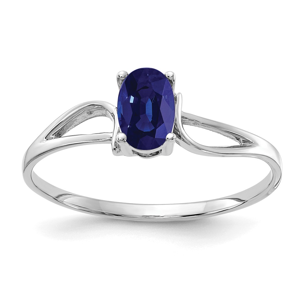 14K White Gold 6x 4mm Oval Blue Sapphire Ring