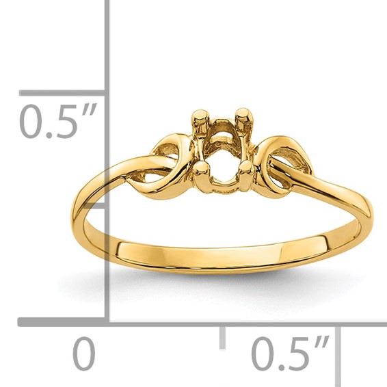 14k Holds 5x3mm Oval Gemstone Knot Ring Mounting