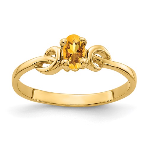 14K Yellow Gold 5x 3mm Oval Citrine Knot Ring