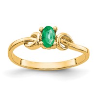 14K Yellow Gold 5x 3mm Oval Emerald Knot Ring view 1