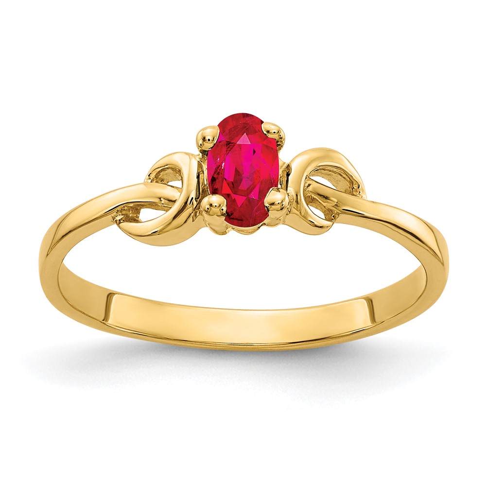 14K Yellow Gold 5x3mm Oval Ruby Knot Ring