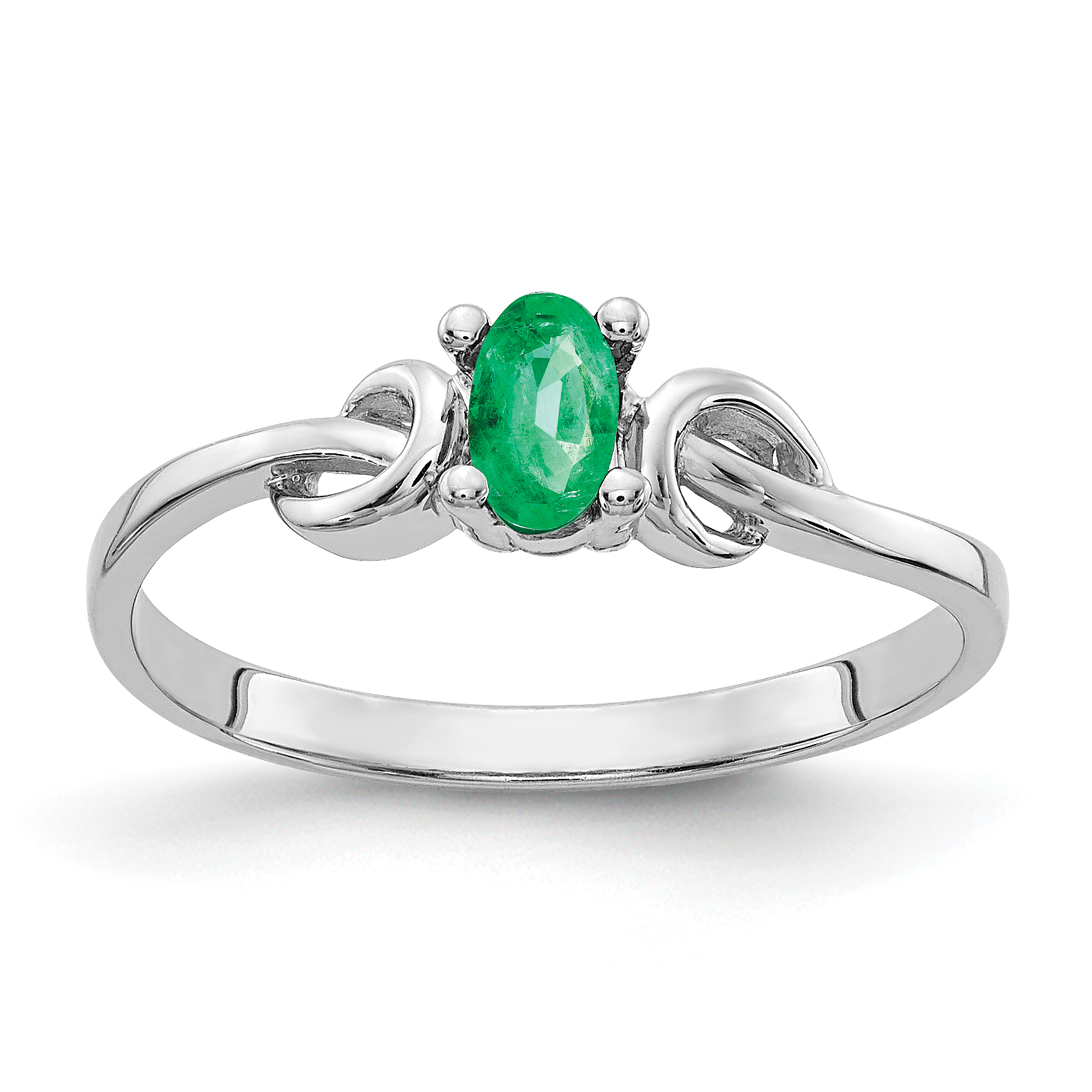 14k White Gold 5x3mm Oval Emerald ring (Y4651E)