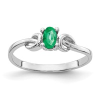 14K White Gold 5x 3mm Oval Emerald Knot Ring view 1