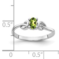 14K White Gold 5x3mm Oval Peridot Knot Ring view 2