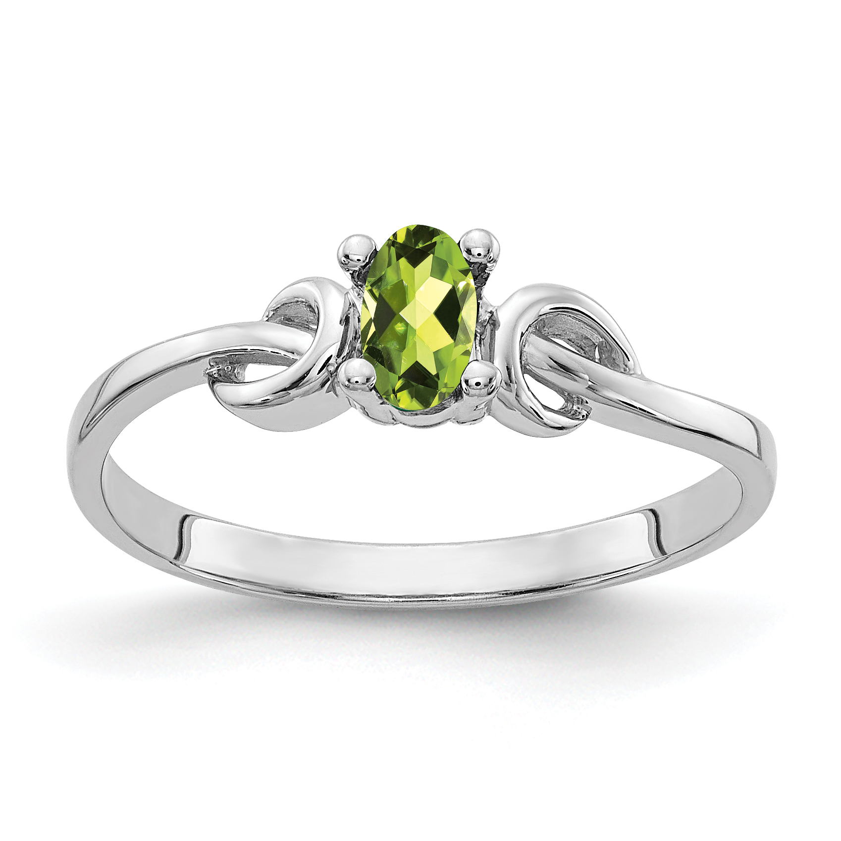 14k White Gold 5x3mm Oval Peridot ring (Y4651PE)