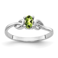 14K White Gold 5x3mm Oval Peridot Knot Ring view 1