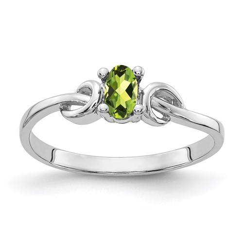 14K White Gold 5x 3mm Oval Peridot Knot Ring