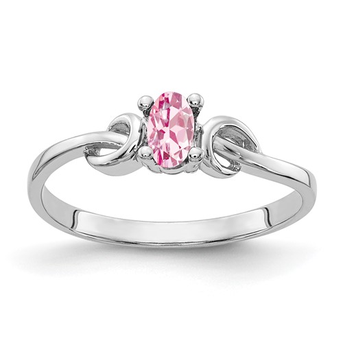 14K White Gold 5x 3mm Oval Pink Tourmaline Knot Ring