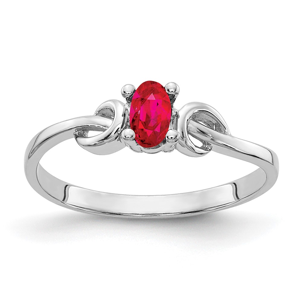 14K White Gold 5x 3mm Oval Ruby Knot Ring