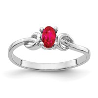 14K White Gold 5x 3mm Oval Ruby Knot Ring view 1