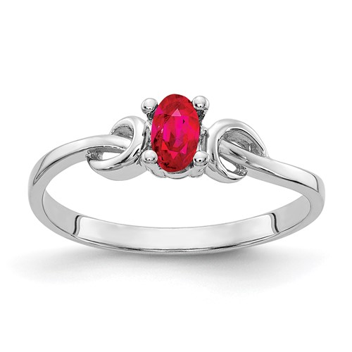 14K White Gold 5x 3mm Oval Ruby Knot Ring