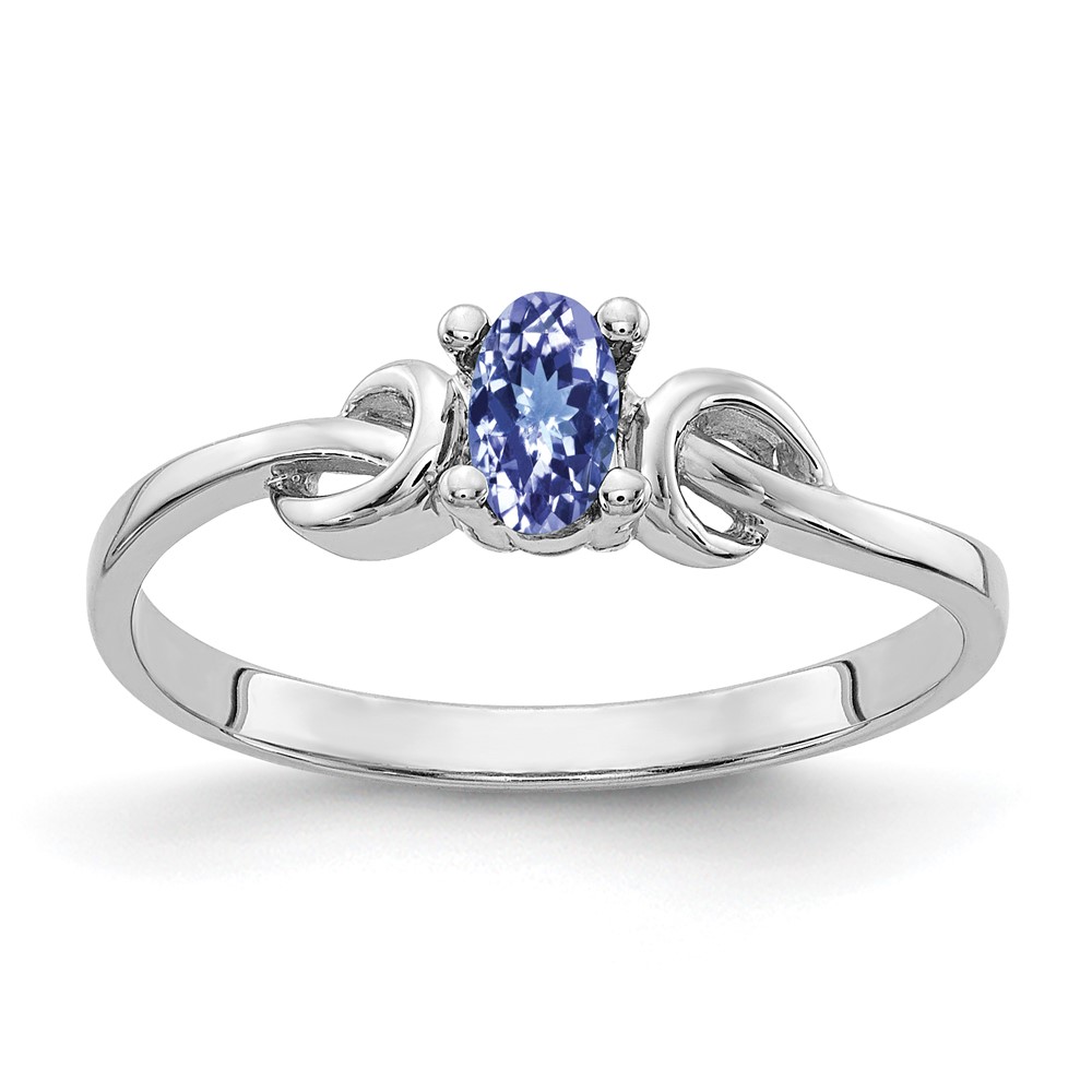 14K White Gold 5x 3mm Oval Tanzanite Knot Ring
