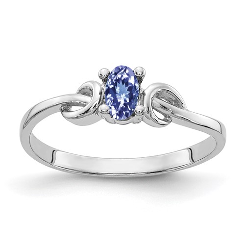 14K White Gold 5x 3mm Oval Tanzanite Knot Ring