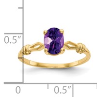 14K Yellow Gold 7x 5mm Oval Amethyst Ring view 2