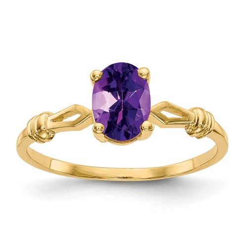 14K Yellow Gold 7x 5mm Oval Amethyst Ring