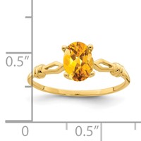 14K Yellow Gold 7x5mm Oval Citrine Ring view 2