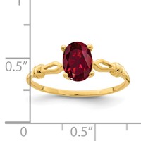 14K Yellow Gold 7x5mm Oval Lab-Created Ruby Ring view 2