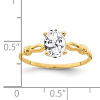 14K 7x5mm Oval Cubic Zirconia Ring view 2