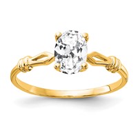 14K 7x5mm Oval Cubic Zirconia Ring view 1