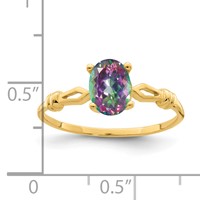 14K Yellow Gold 7x5mm Oval Mystic Fire Topaz Ring view 2