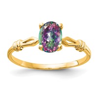 14K Yellow Gold 7x5mm Oval Mystic Fire Topaz Ring view 1