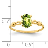 14K Yellow Gold 7x5mm Oval Peridot Ring view 2