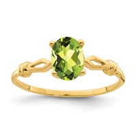 14K Yellow Gold 7x5mm Oval Peridot Ring view 1