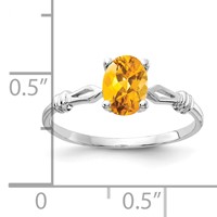 14K White Gold 7x 5mm Oval Citrine Ring view 2