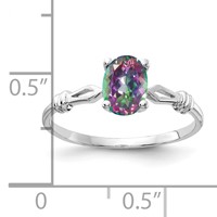 14K White Gold 7x5mm Oval Mystic Fire Topaz Ring view 2