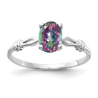 14K White Gold 7x5mm Oval Mystic Fire Topaz Ring view 1