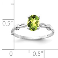 14K White Gold 7x 5mm Oval Peridot Ring view 2