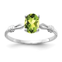 14K White Gold 7x 5mm Oval Peridot Ring view 1