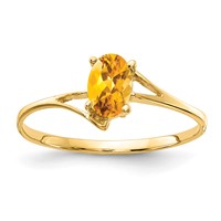 14K Yellow Gold 6x 4mm Oval Citrine Bypass Ring view 1