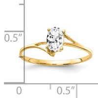 14K Yellow Gold 6x4mm Oval Cubic Zirconia Bypass Ring view 2