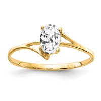 14K Yellow Gold 6x4mm Oval Cubic Zirconia Bypass Ring view 1