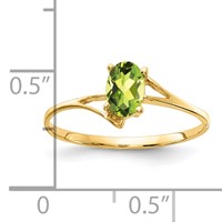 14K Yellow Gold 6x4mm Oval Checker-cut Peridot Bypass Ring view 2